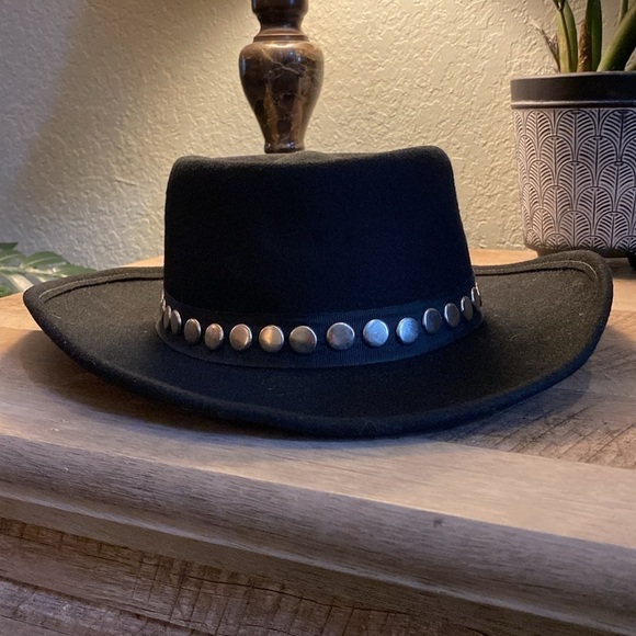 Vintage Bollman Doeskin 100% Wool Hat Black w/ Silver Studs - Picture 2 of 11